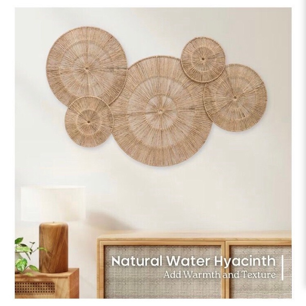 Natural Water Hyacinth Woven Wall Decor - Neutral Beige